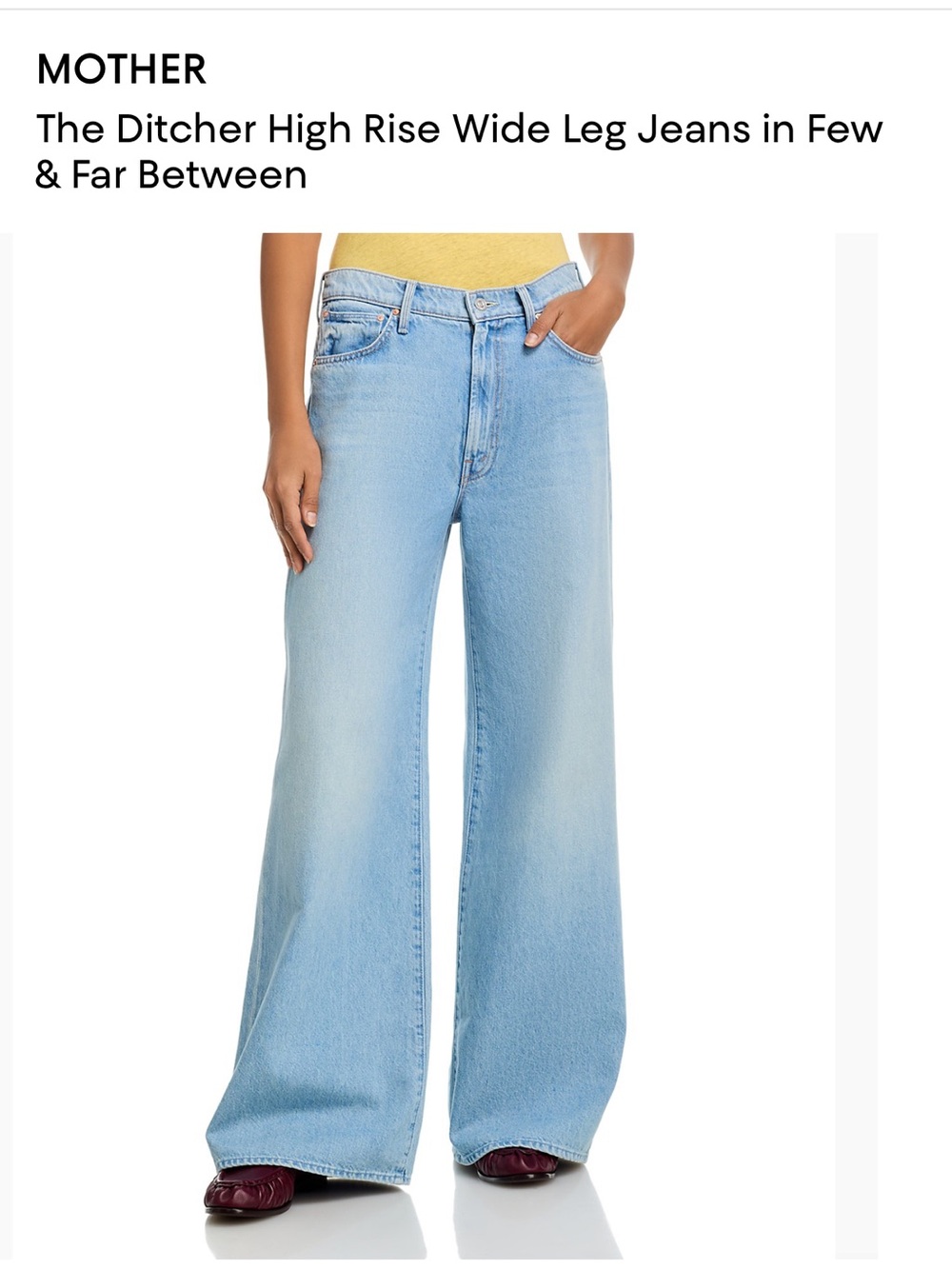 MOTHER The Ditcher High Rise Wide-Leg High-Rise Jeans in Few Far Between Size 34